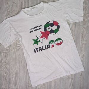 Vintage Carisma Adult Small Youth XXL White Campionato Del Mundo Italia 90 T-Shi
